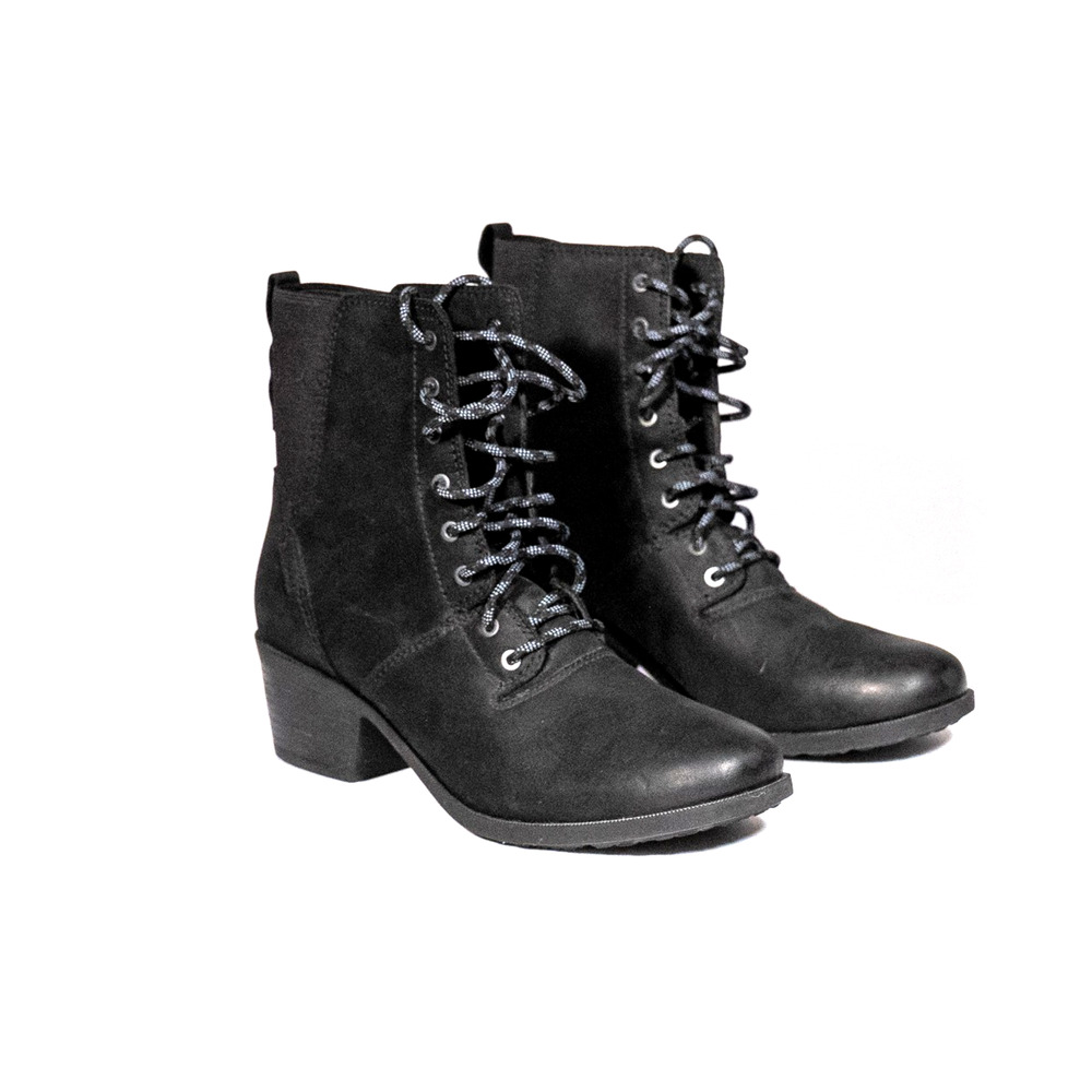 Teva Anaya Lace-Up Boot Women's Size 11 Black Leather Block Heel Style #1111770